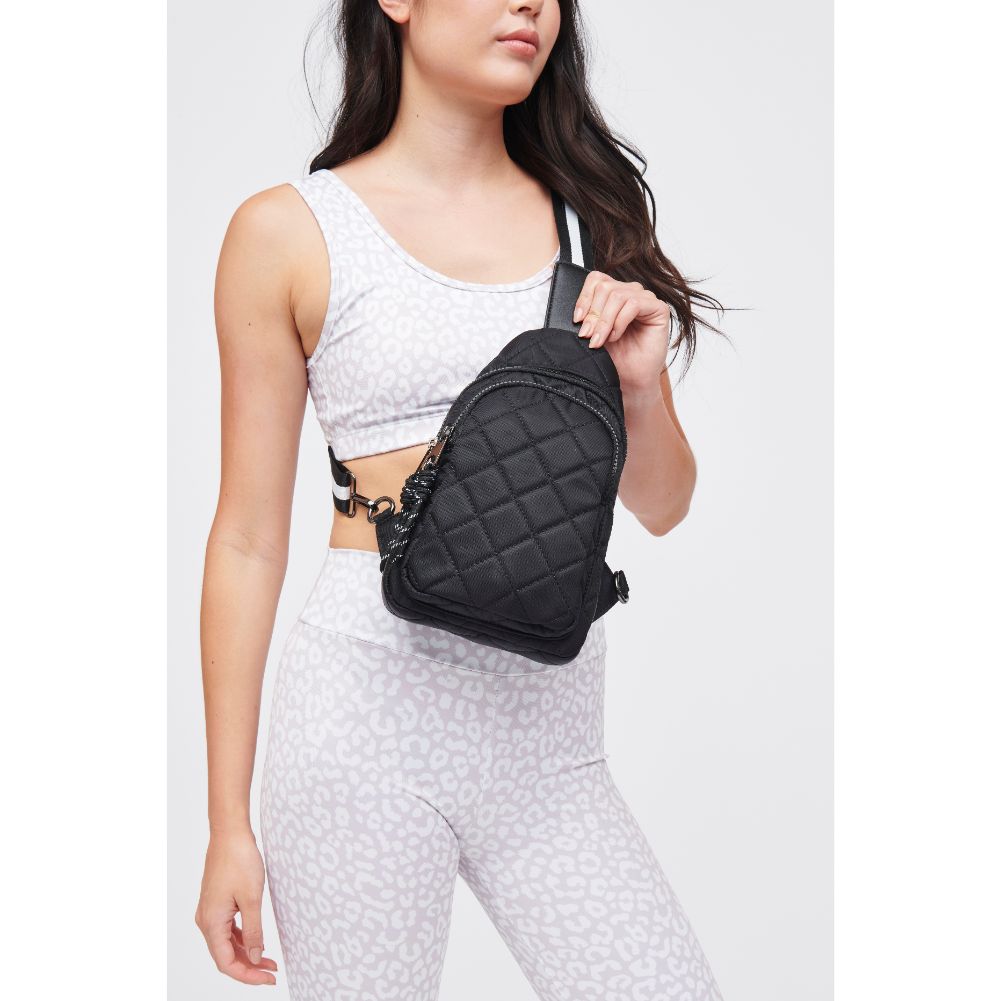 Woman wearing Black Urban Expressions Ace - Quilted Nylon Sling Backpack 840611177650 View 1 | Black