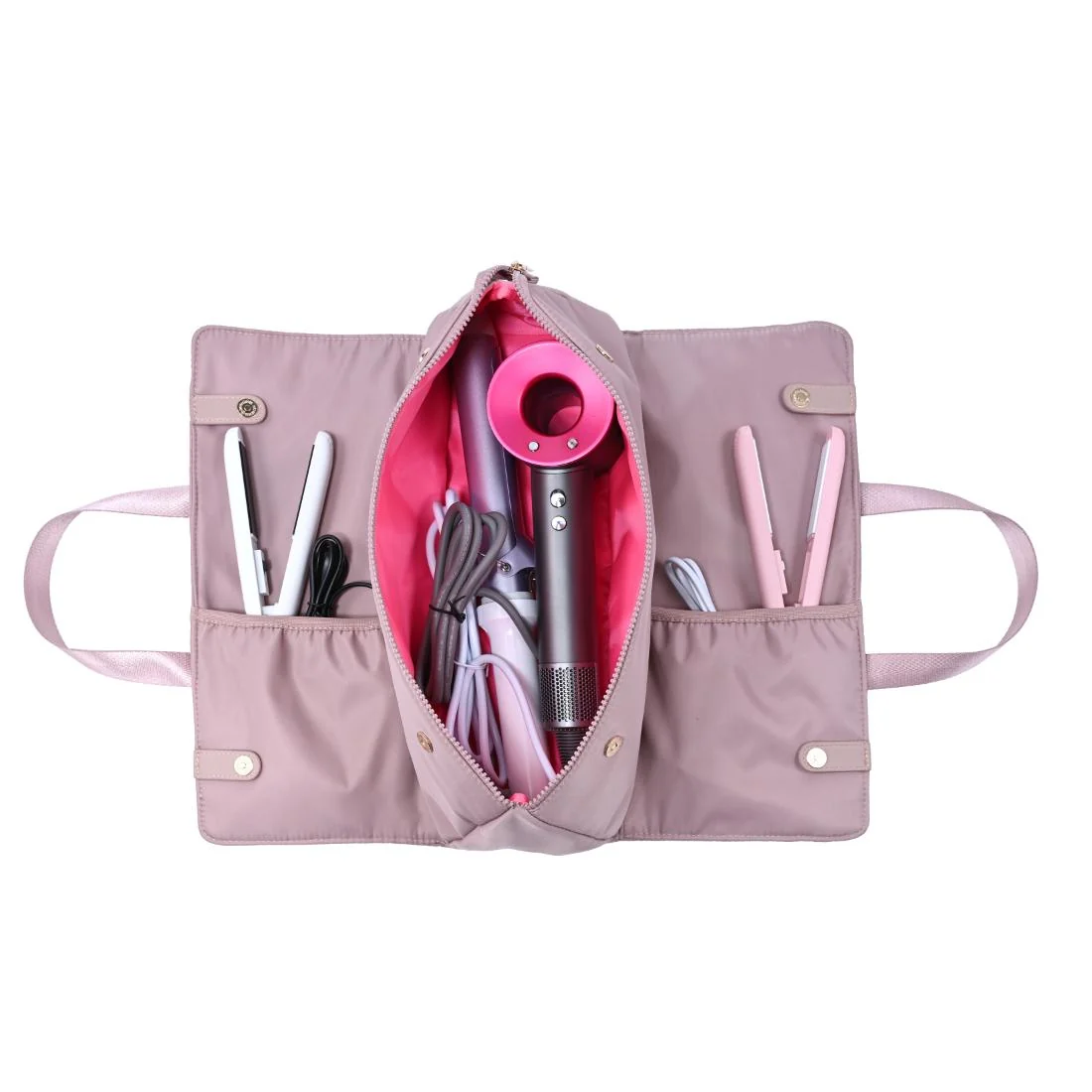 Mauve hair tools bag for holiday gifting
