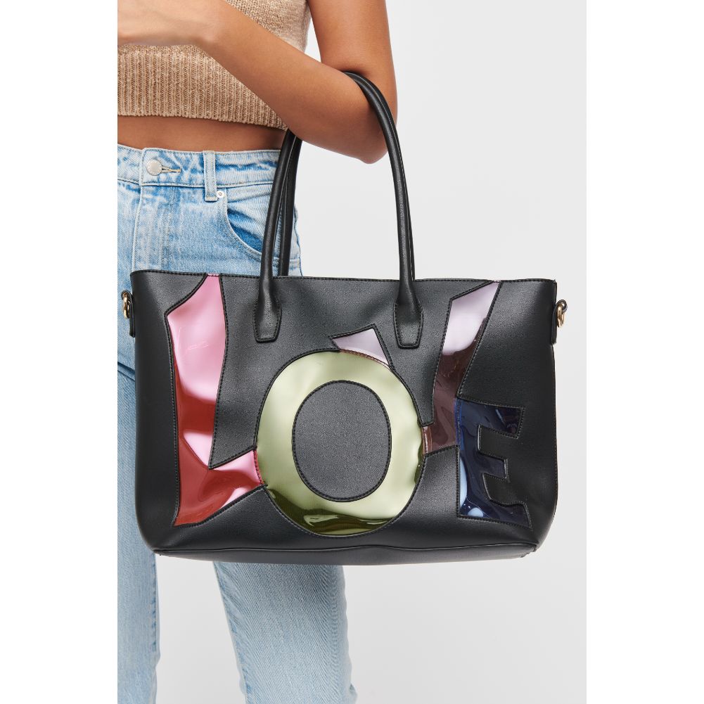 Woman wearing Black Urban Expressions Love Tote 840611160690 View 1 | Black