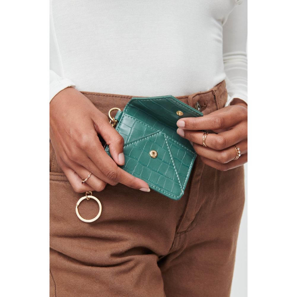 Woman wearing Emerald Urban Expressions Gia - Croco Card Holder 840611110770 View 3 | Emerald