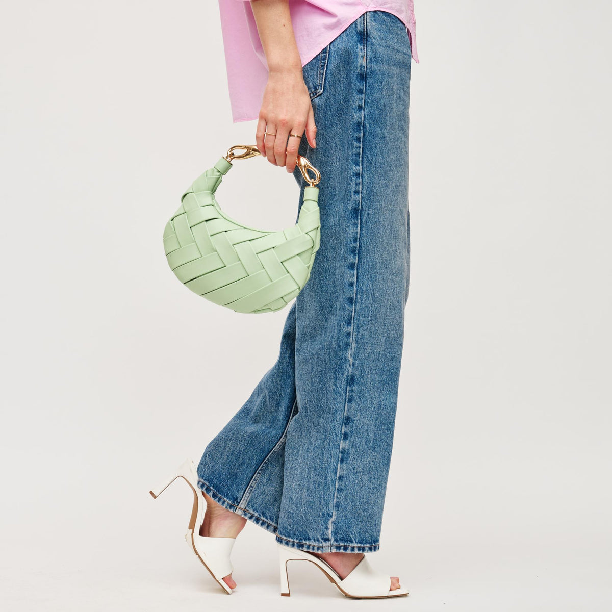 Woman wearing Pistachio Urban Expressions Pamela Crossbody 840611147493 View 3 | Pistachio