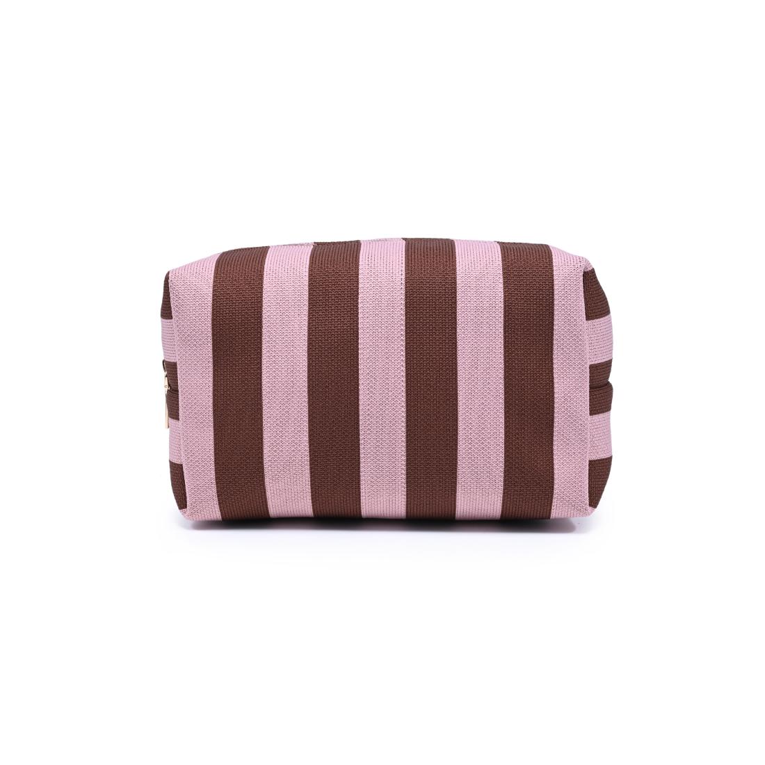 Urban Essentials Essential Stripe Cosmetic & Travel Organizer Pouch 840504207419 View 5 | Pink Brown