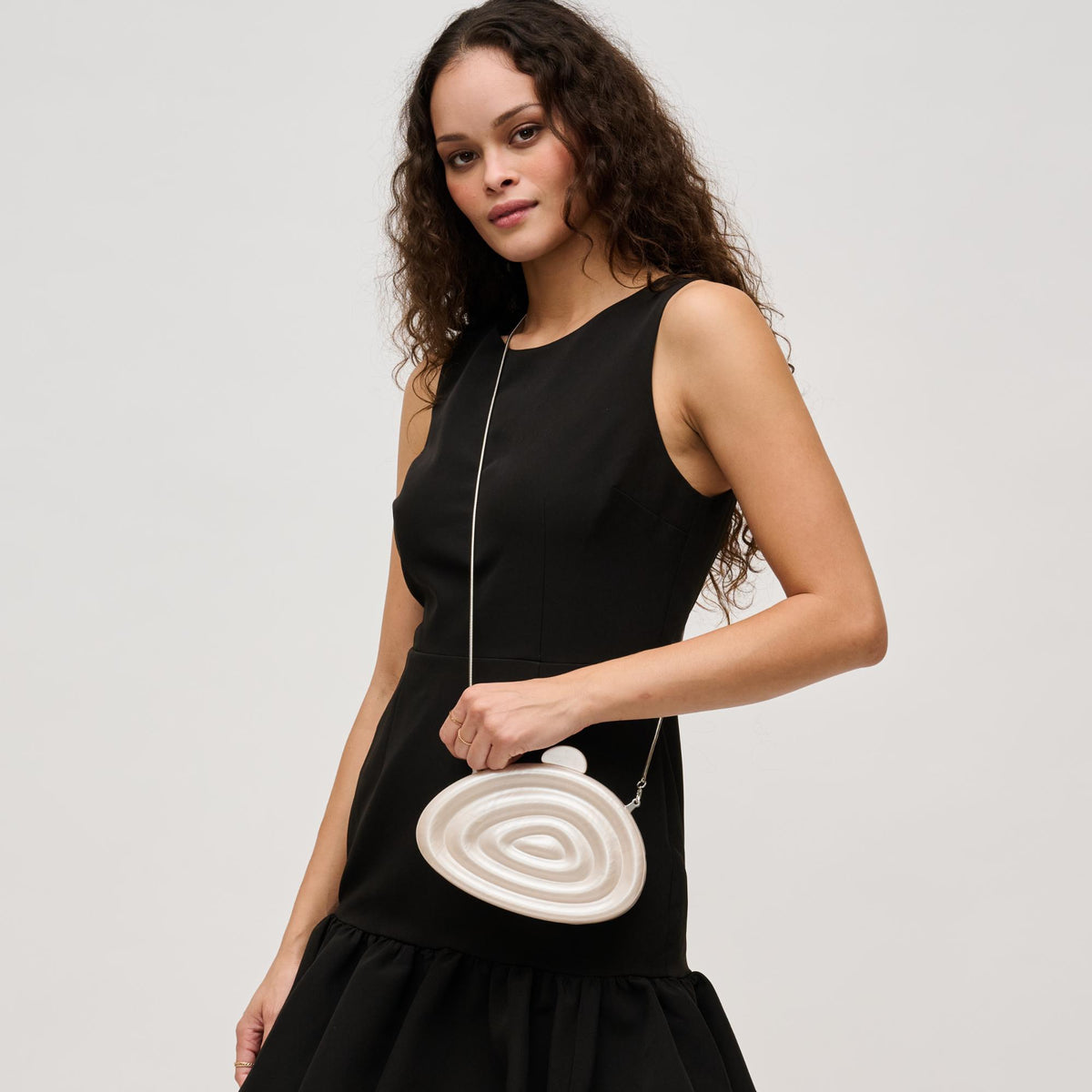 Woman wearing Cream Urban Expressions Melody Evening Bag 840611125569 View 3 | Cream