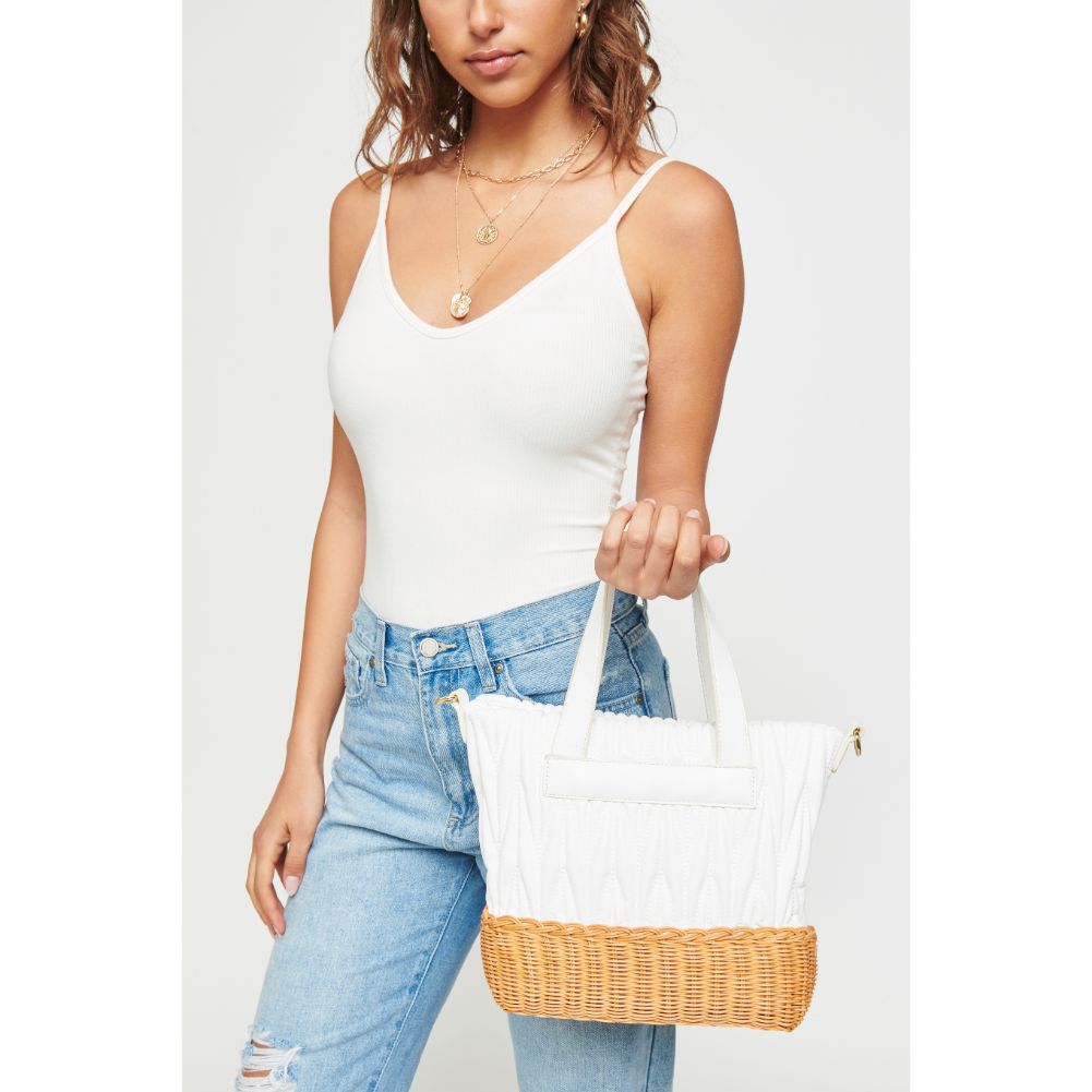 Woman wearing White Urban Expressions Esperanza Tote NA-840611158727 View 4 | White