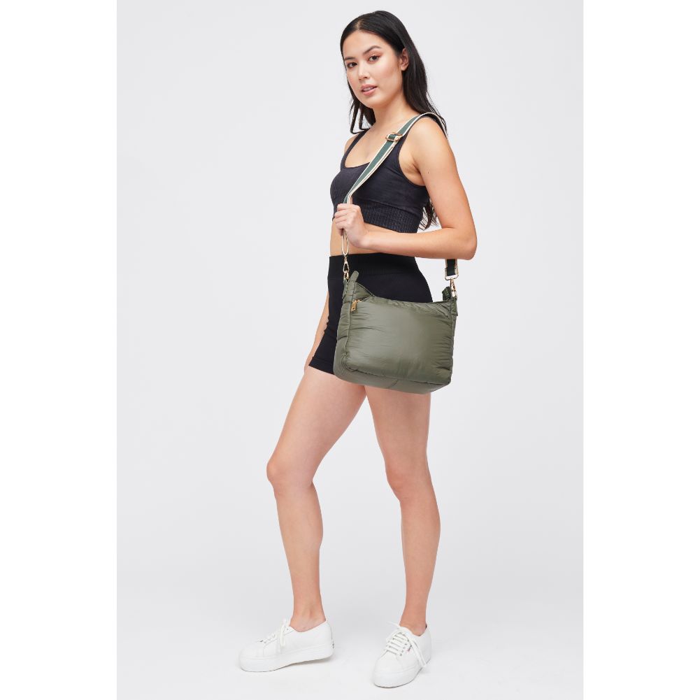 Woman wearing Olive Urban Expressions Verna Crossbody 840611185006 View 4 | Olive