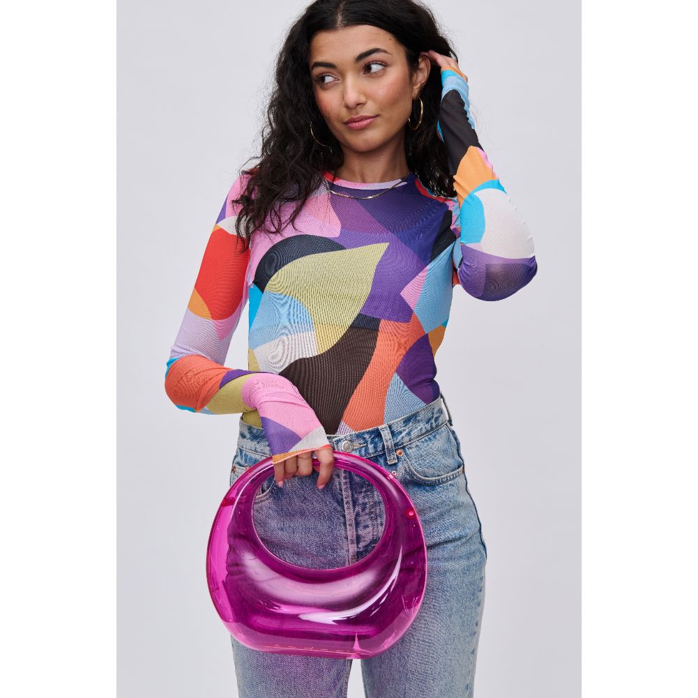 Woman wearing Neon Pink Urban Expressions Bess Evening Bag 840611116963 View 3 | Neon Pink
