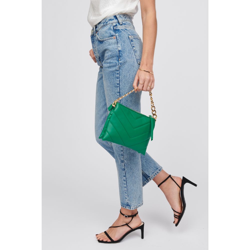 Woman wearing Kelly Green Urban Expressions Andie Crossbody 818209015608 View 2 | Kelly Green