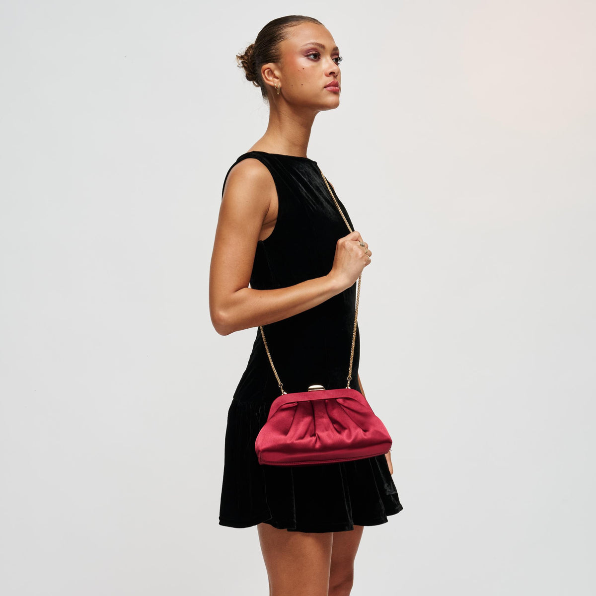 Woman wearing Burgundy Urban Expressions Winter Clutch 840504211713 View 3 | Burgundy