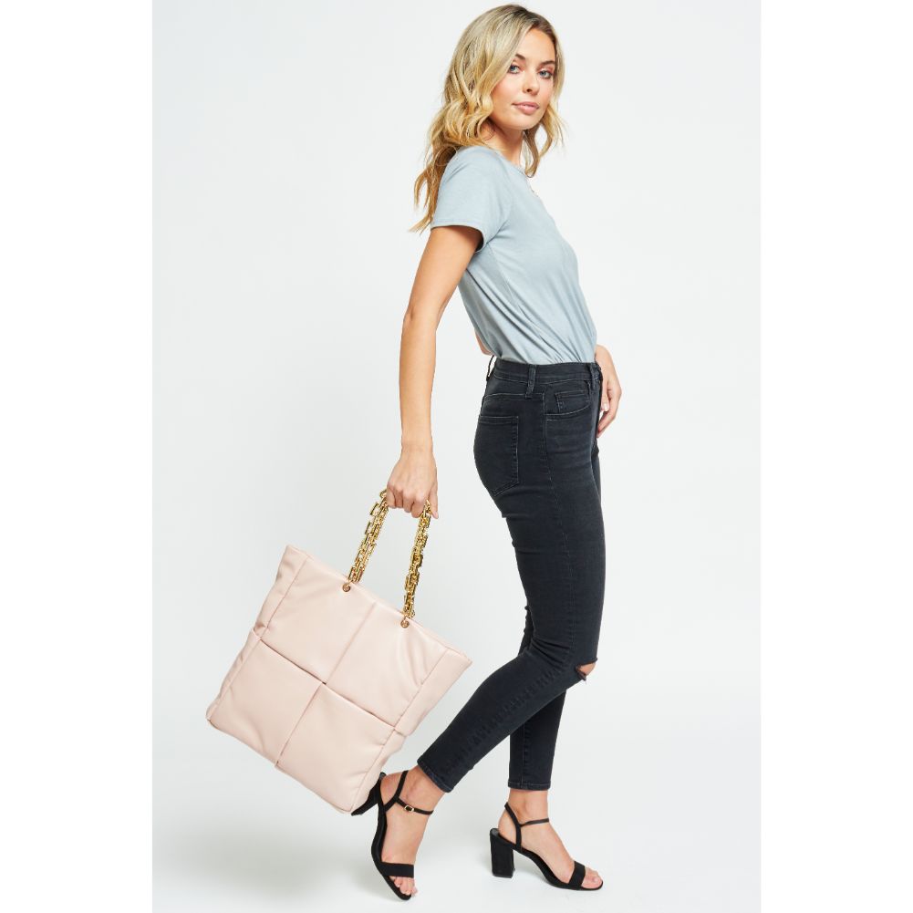 Woman wearing Nude Urban Expressions Zoe Tote 840611178596 View 4 | Nude