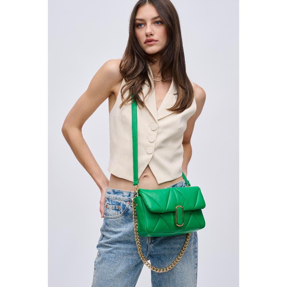 Woman wearing Kelly Green Urban Expressions Anderson Crossbody 840611121769 View 1 | Kelly Green