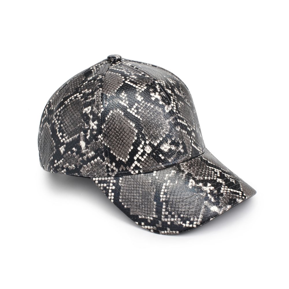 Product Image of Urban Expressions Vegan Leather Baseball Hat Baseball Cap 818209014724 View 5 | Black White Snake