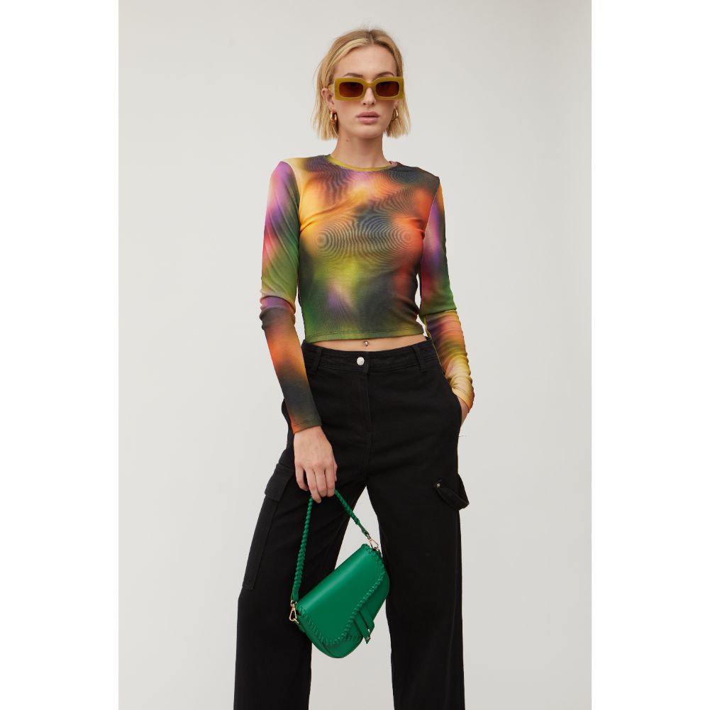 Woman wearing Green Urban Expressions Sloane Crossbody 840611128041 View 2 | Green
