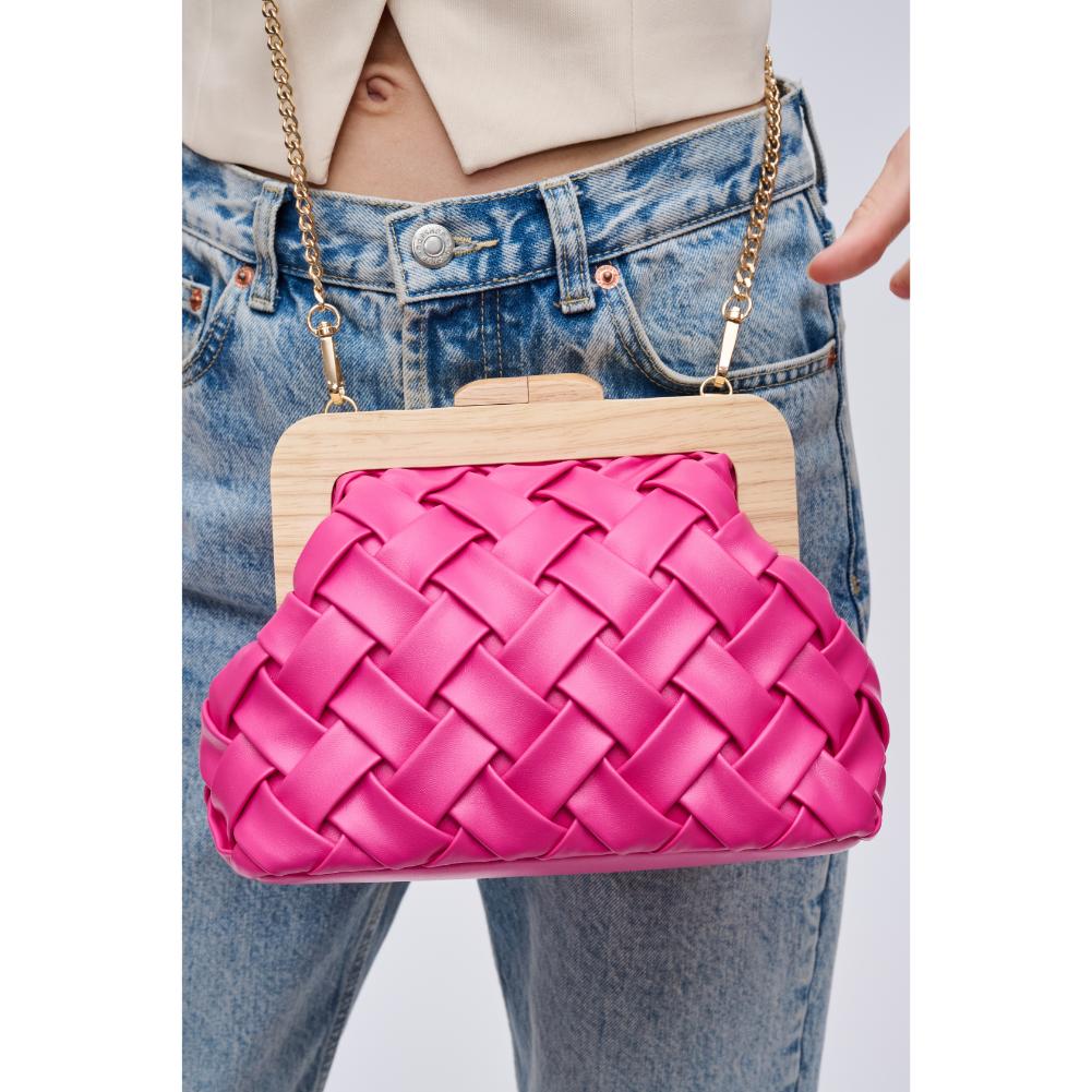 Woman wearing Hot Pink Urban Expressions Matilda Clutch 840611192110 View 4 | Hot Pink