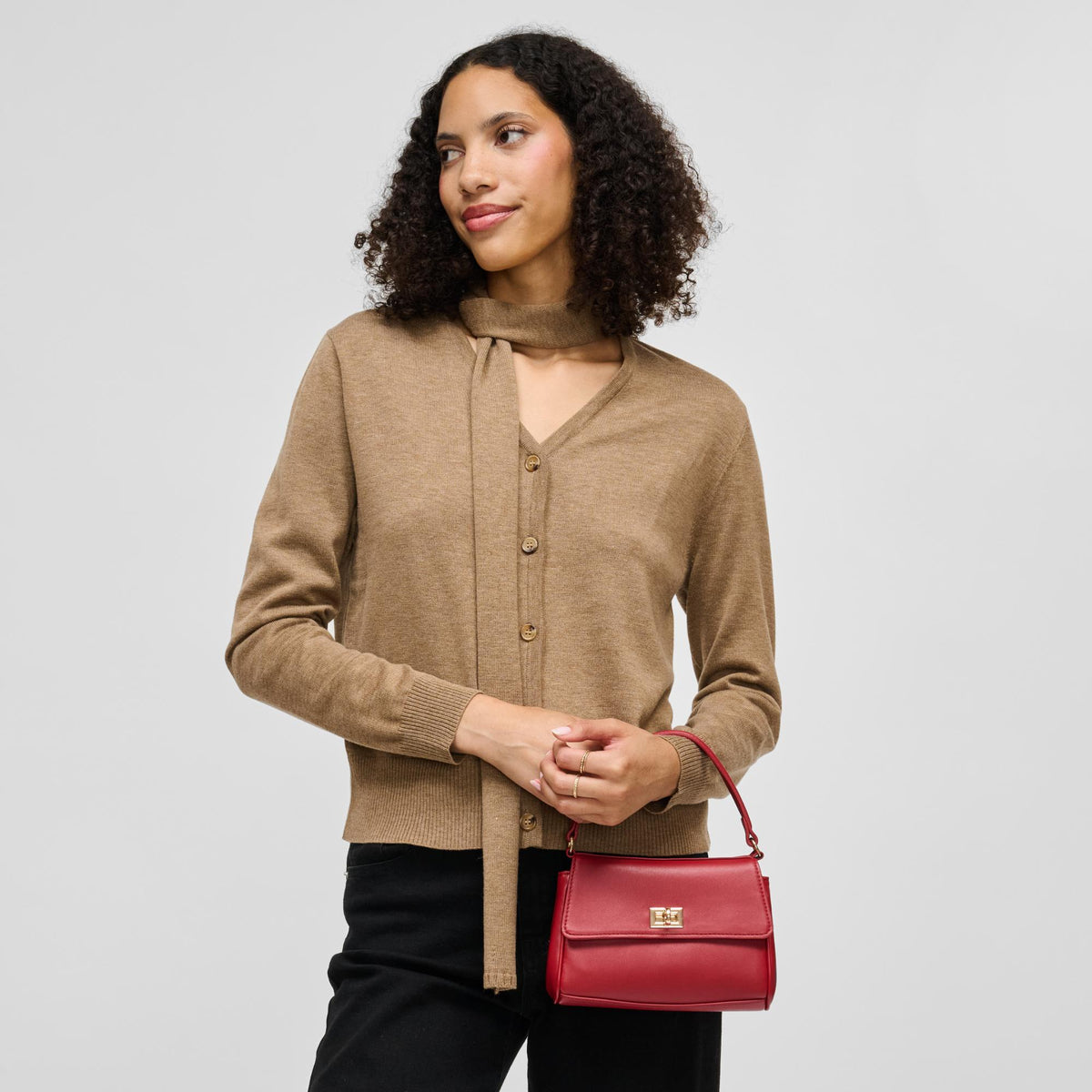 Woman wearing Red Urban Expressions Estee Crossbody 840504214837 View 3 | Red