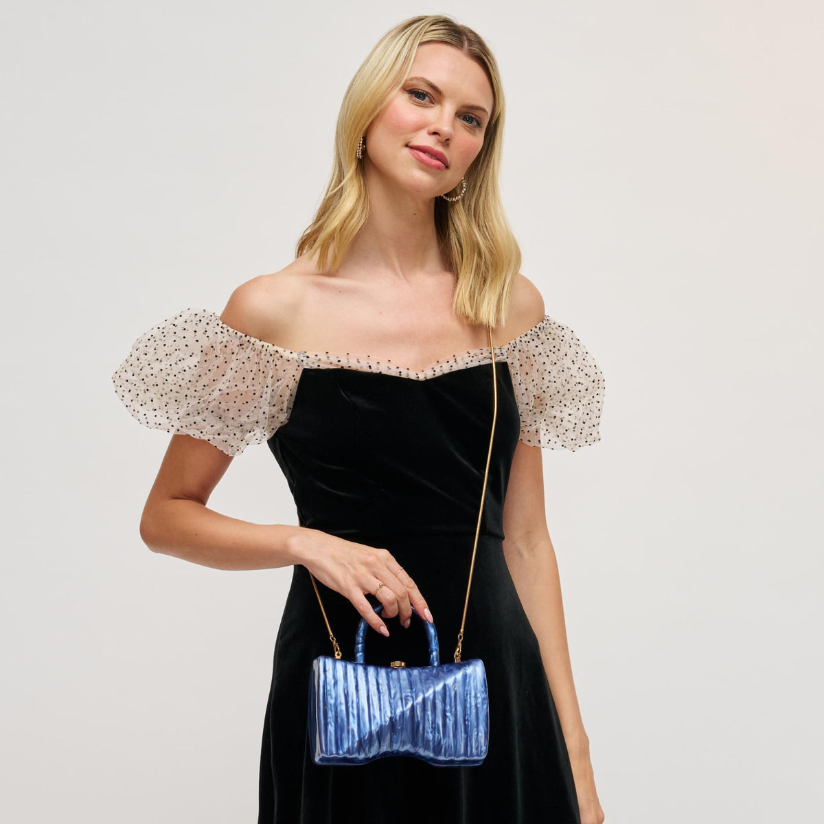 Woman wearing Navy Urban Expressions Julie Evening Bag 840611198709 View 2 | Navy