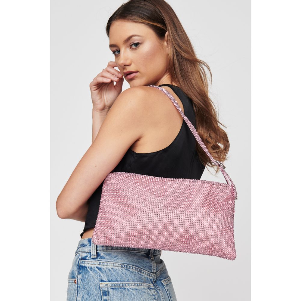 Woman wearing Pink Urban Expressions Glenda Evening Bag 840611104885 View 1 | Pink