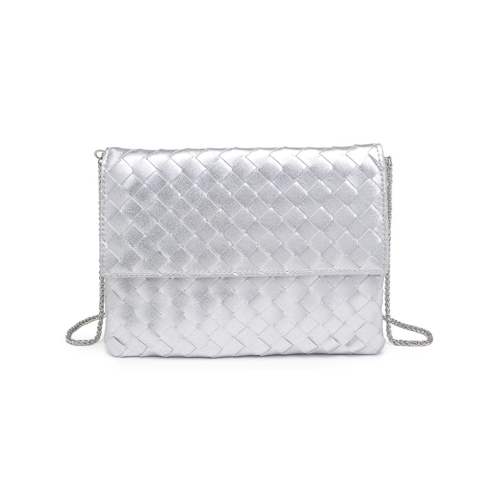 Woman wearing Silver Urban Expressions Ivy Clutch 840611133342 View 5 | Silver