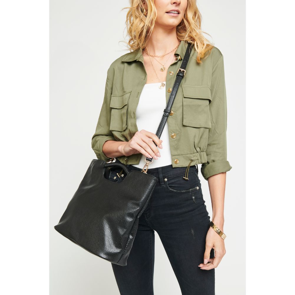 Woman wearing Black Urban Expressions Silas Tote 840611166814 View 4 | Black