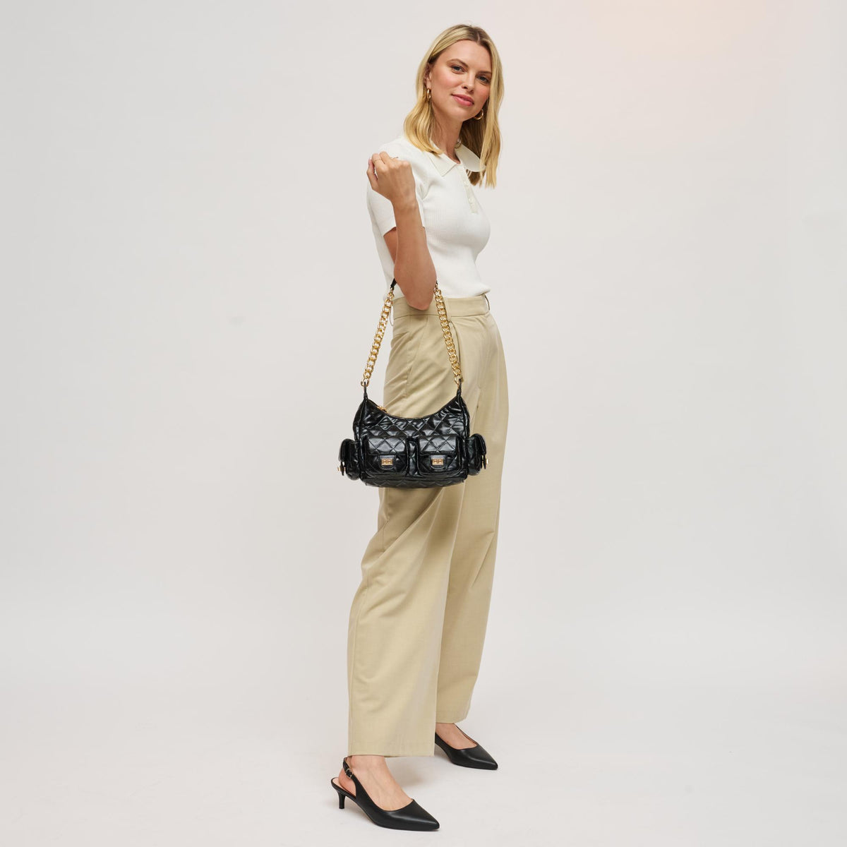 Woman wearing Black Urban Expressions Janette Shoulder Bag 840611199126 View 3 | Black