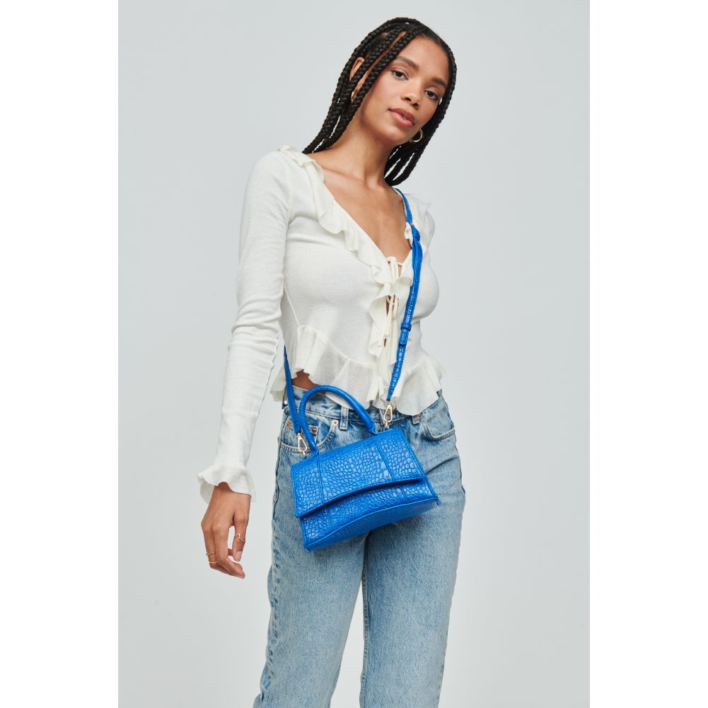 Woman wearing Cobalt Urban Expressions Lucas - Croco Crossbody 840611104984 View 1 | Cobalt