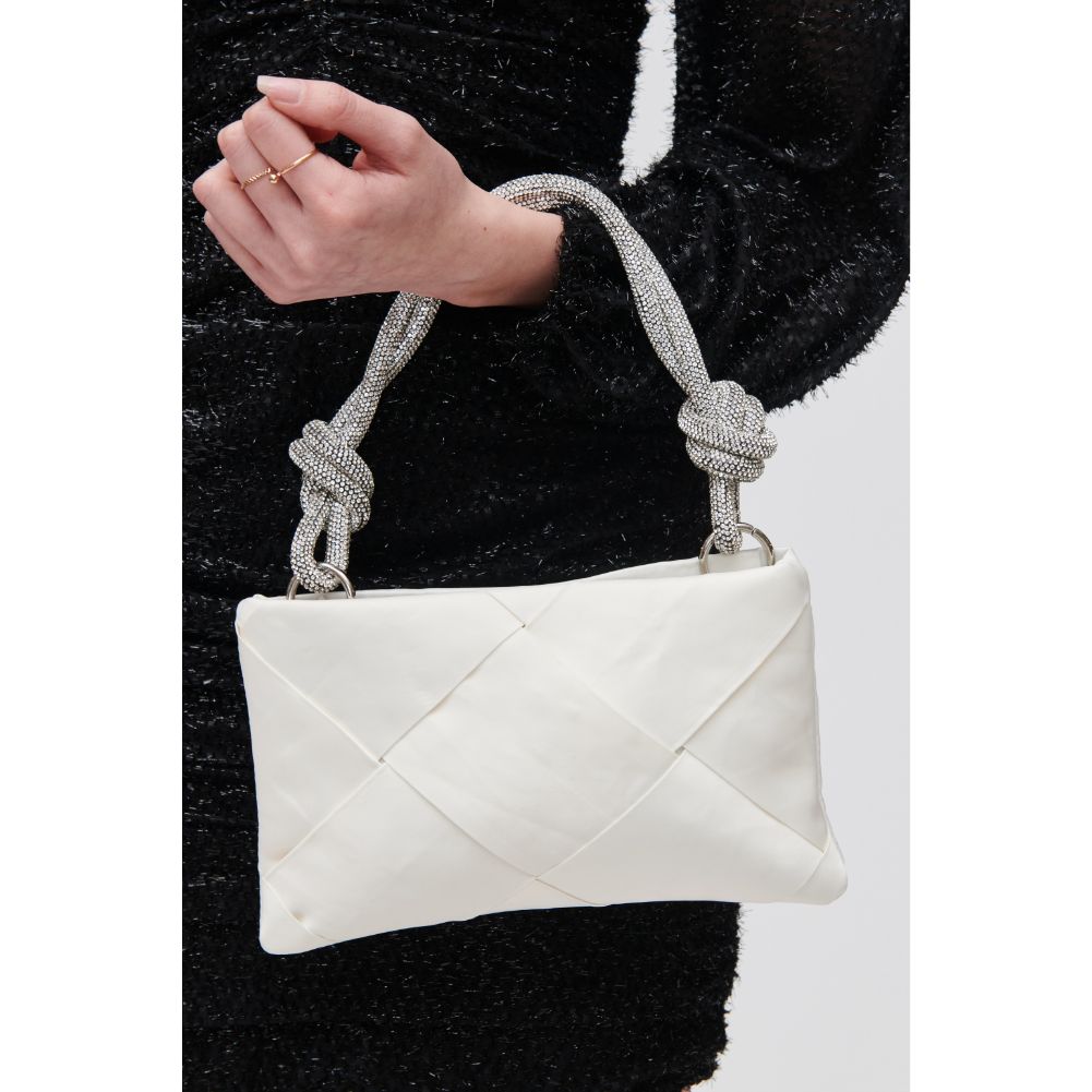 Woman wearing White Urban Expressions Valkyrie Evening Bag 840611100276 View 1 | White
