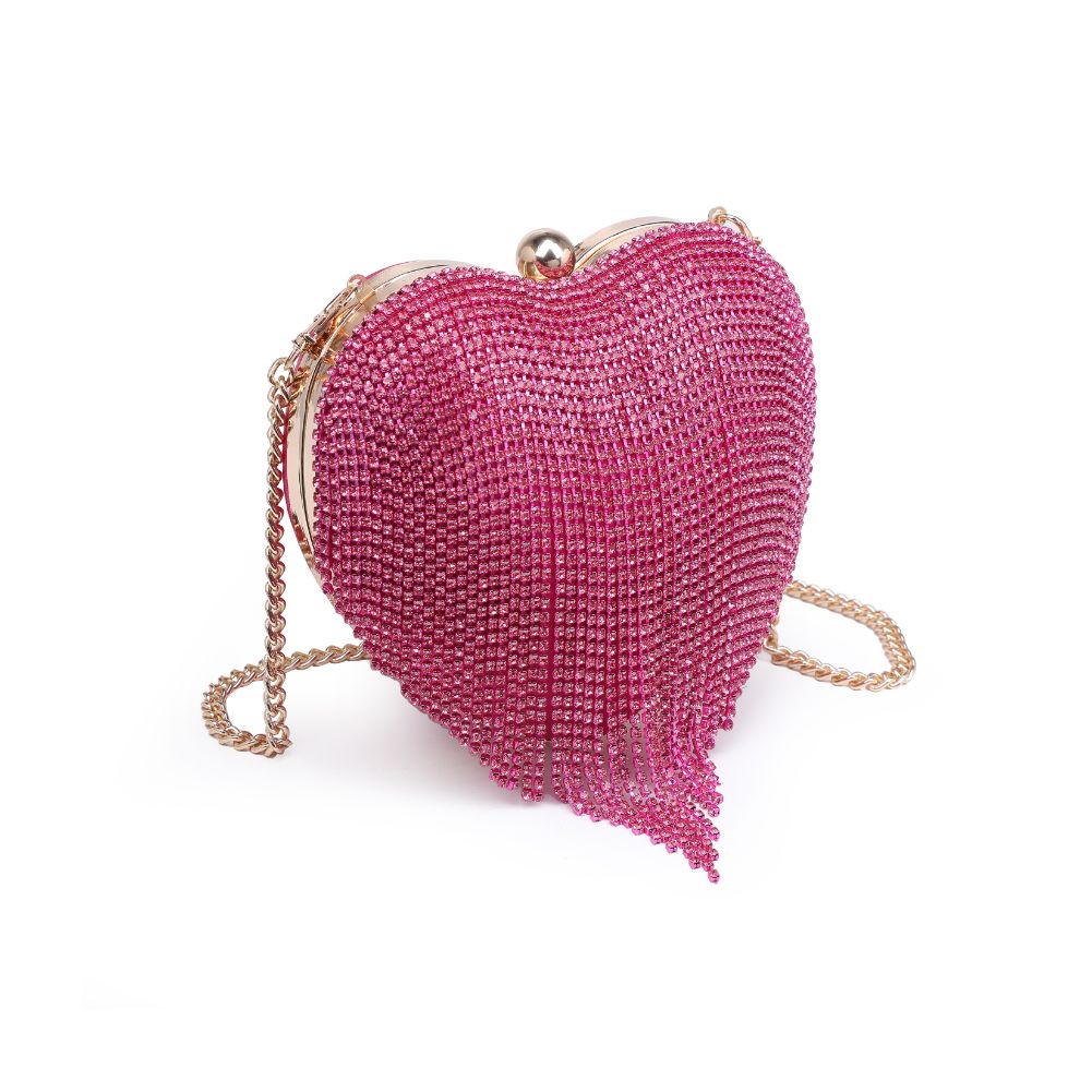 Product Image of Urban Expressions Heart Crystal Evening Bag 840611124012 View 2 | Fuchsia