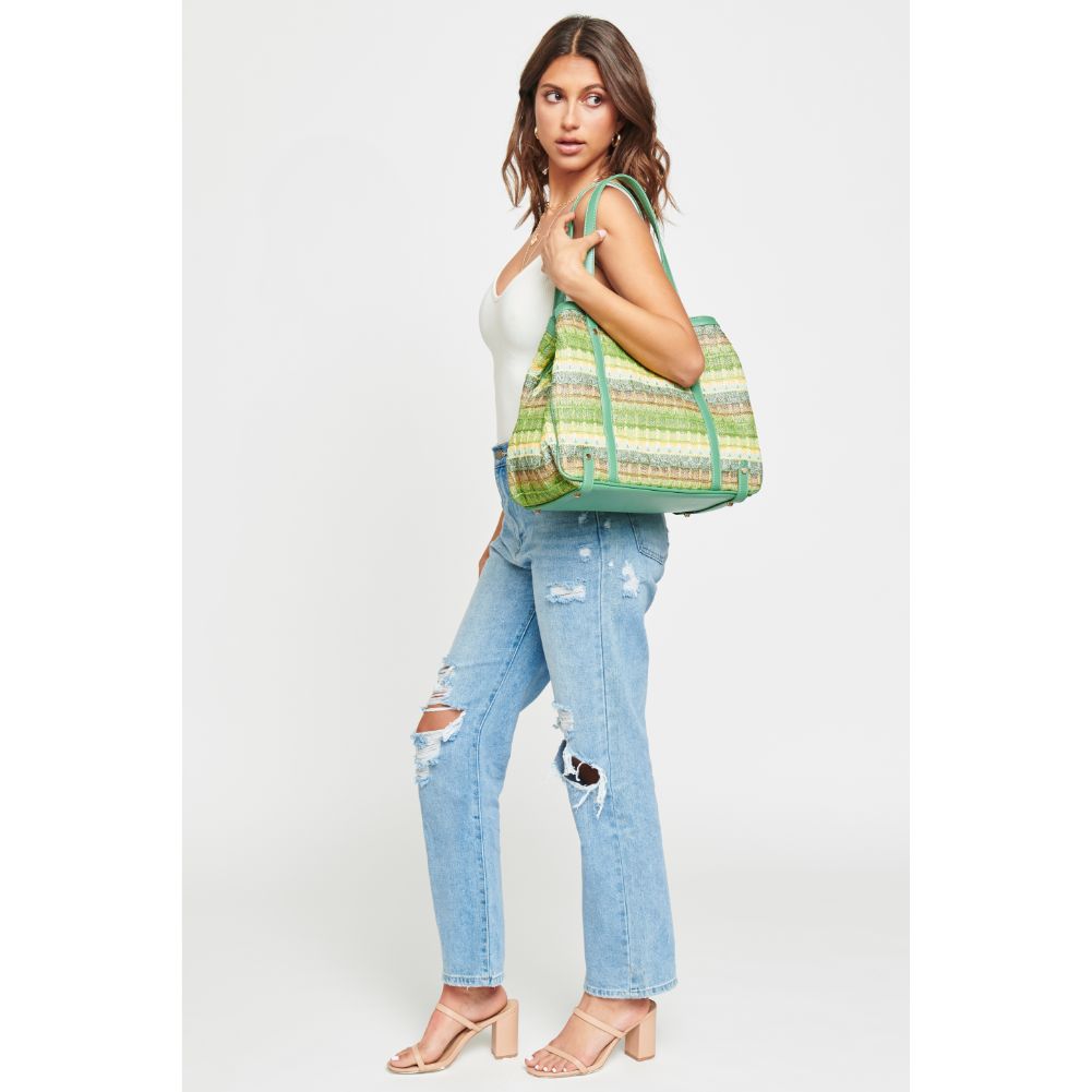 Woman wearing Green Multi Urban Expressions Journey Tote 840611111227 View 3 | Green Multi