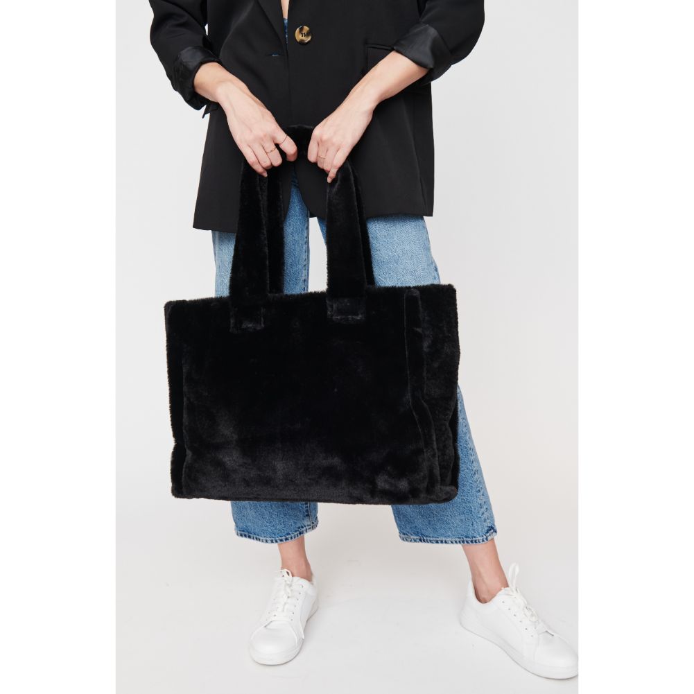 Woman wearing Black Urban Expressions Melanie Tote 840611103864 View 2 | Black