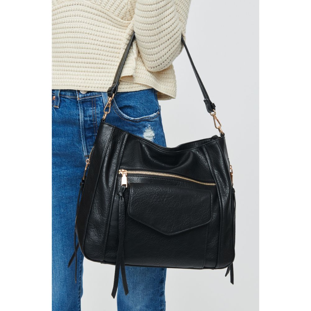 Woman wearing Black Urban Expressions Brooke Hobo 840611107954 View 4 | Black