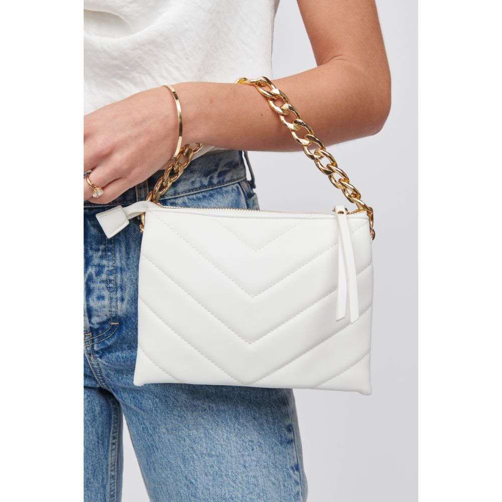 Woman wearing White Urban Expressions Andie Crossbody 818209015615 View 4 | White