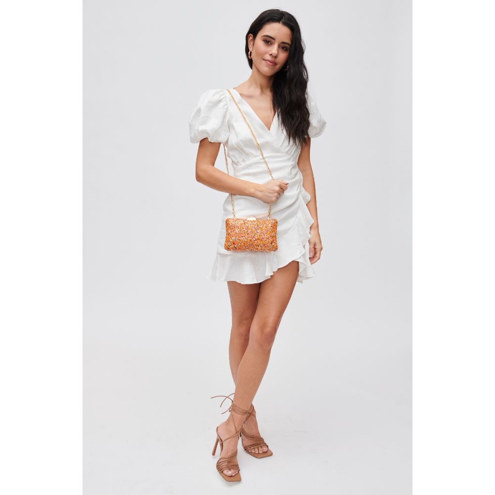 Woman wearing Orange Urban Expressions Shelley Evening Bag 840611118219 View 4 | Orange