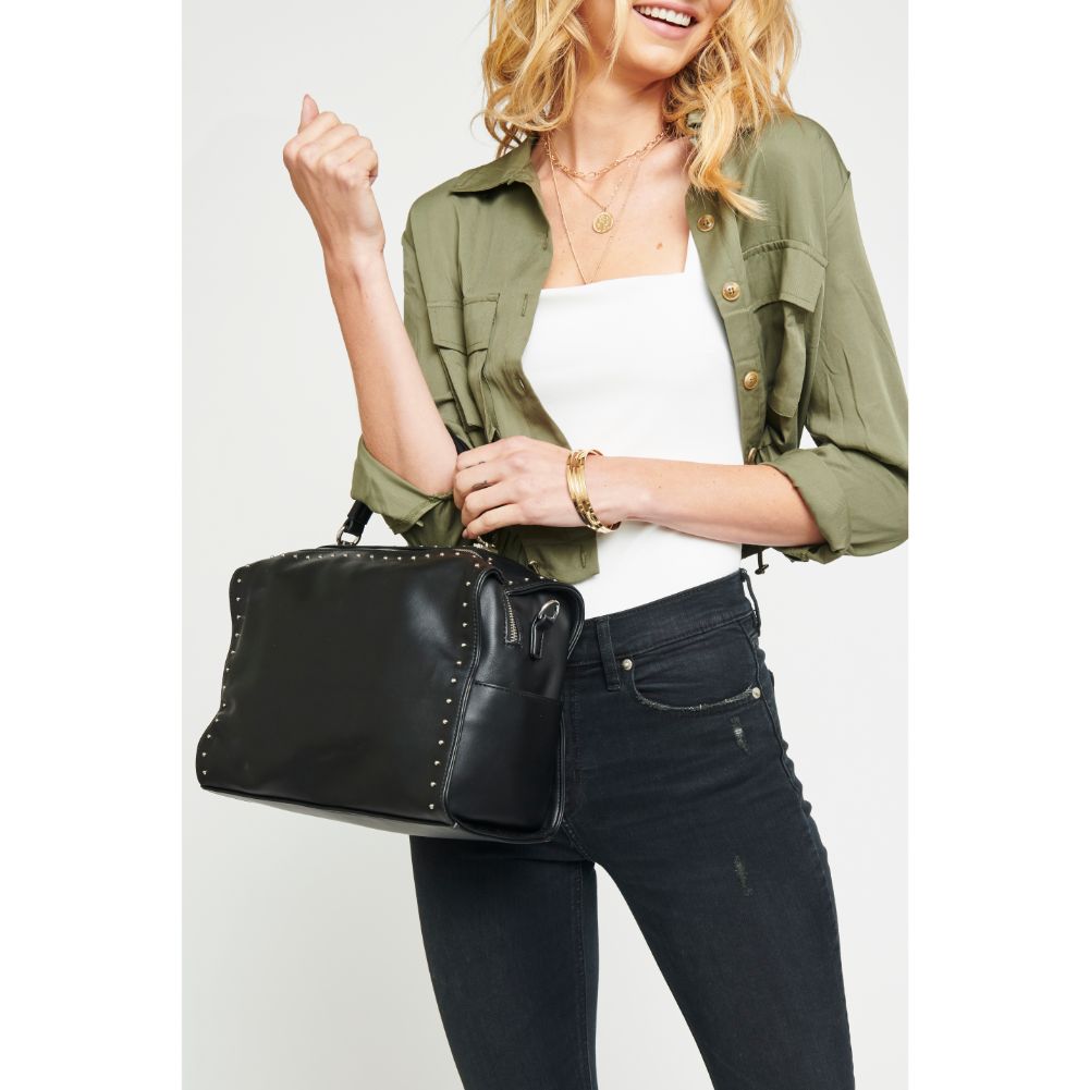 Woman wearing Black Urban Expressions Madden Satchel 840611153739 View 2 | Black