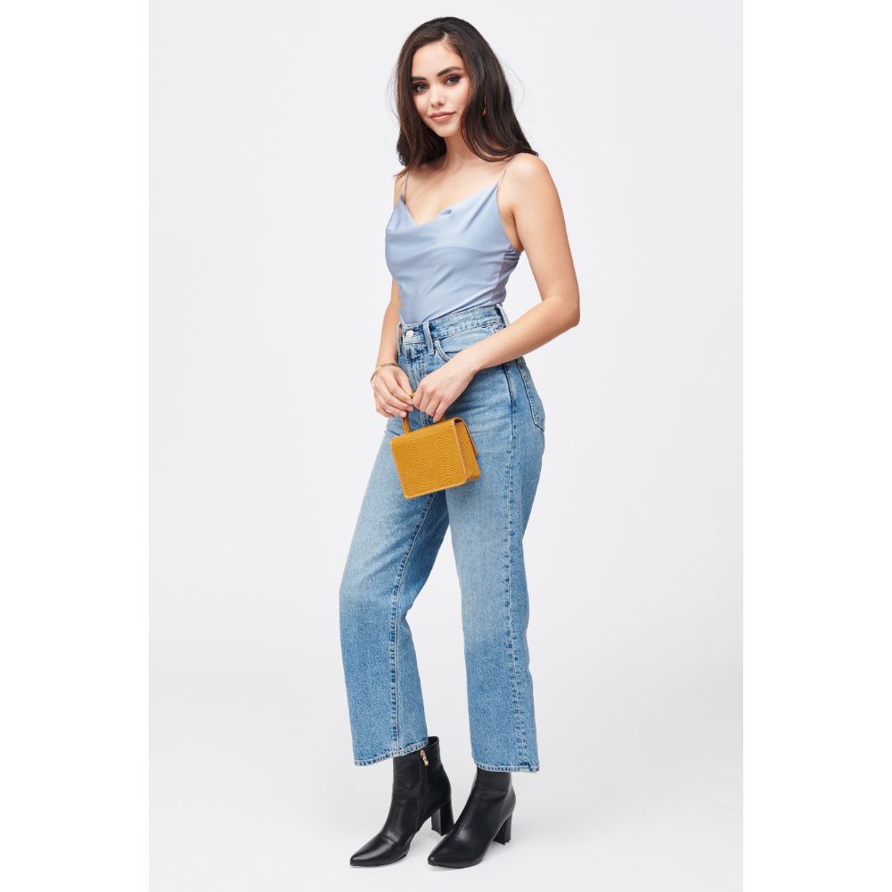 Woman wearing Mustard Urban Expressions Faye Top Handle 840611184788 View 3 | Mustard