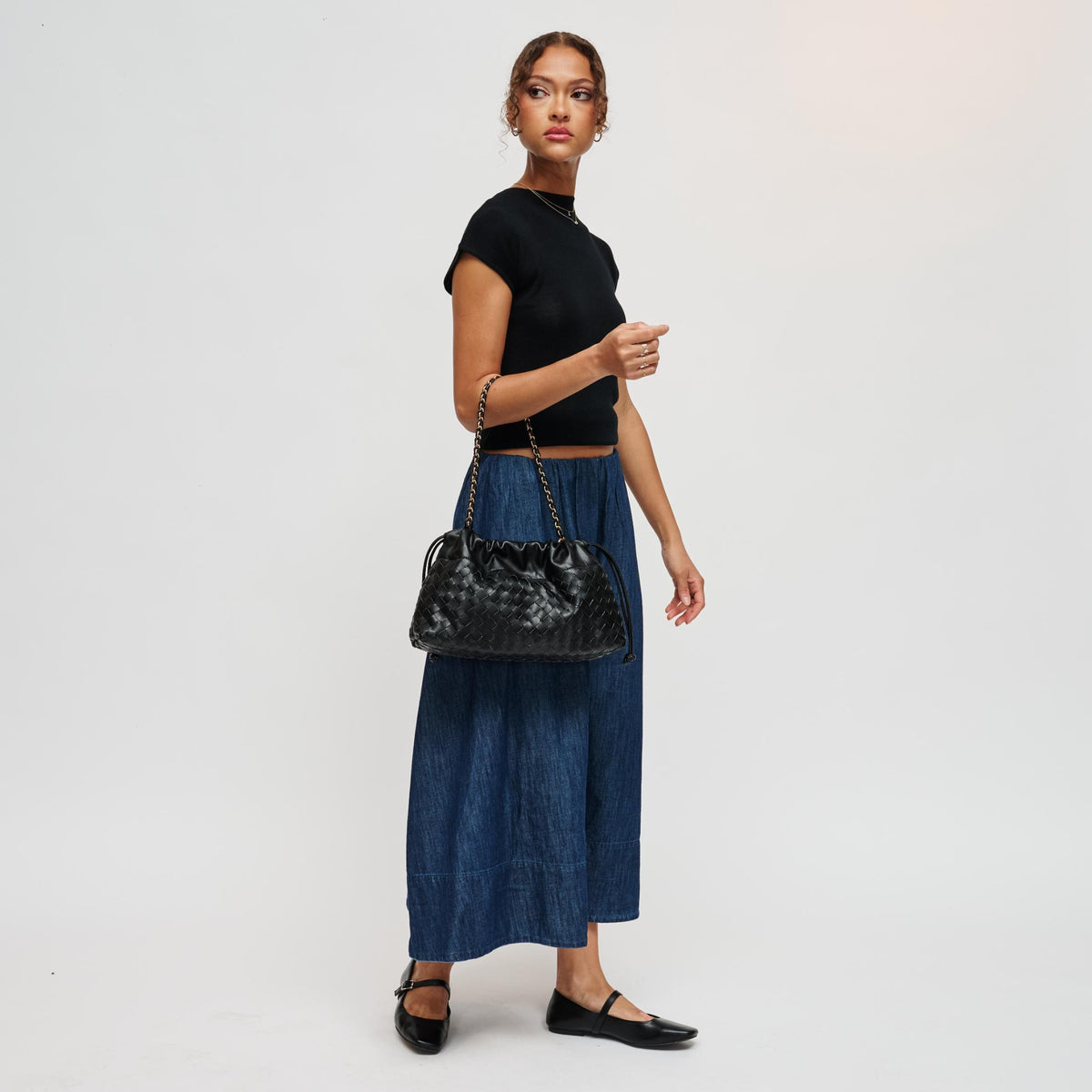 Woman wearing Black Urban Expressions Sawyer Shoulder Bag 840504213595 View 4 | Black