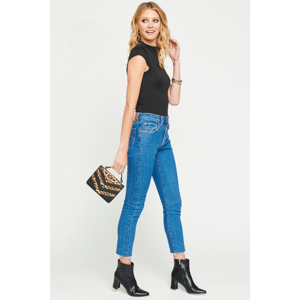 Woman wearing Leopard Urban Expressions Joslyn Crossbody 840611163721 View 3 | Leopard