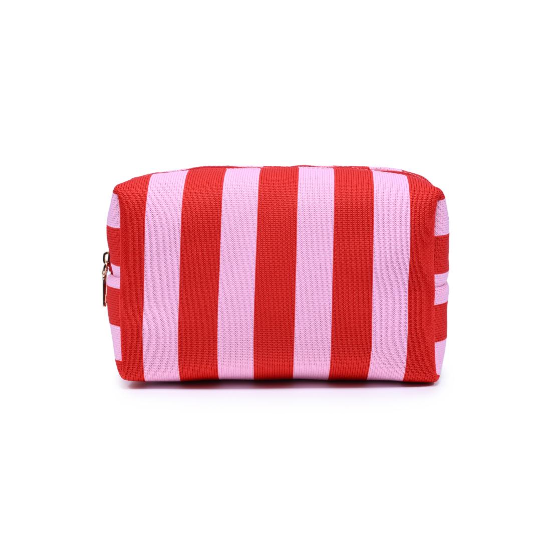 Urban Essentials Essential Stripe Cosmetic & Travel Organizer Pouch 840504207396 View 5 | Red Pink