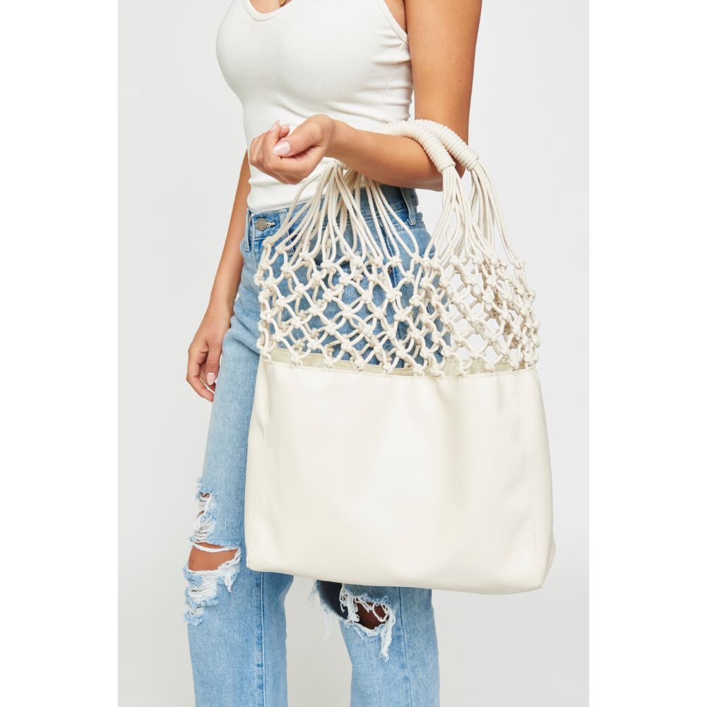 Woman wearing Cream Urban Expressions Santa Cruz Tote 840611169877 View 4 | Cream