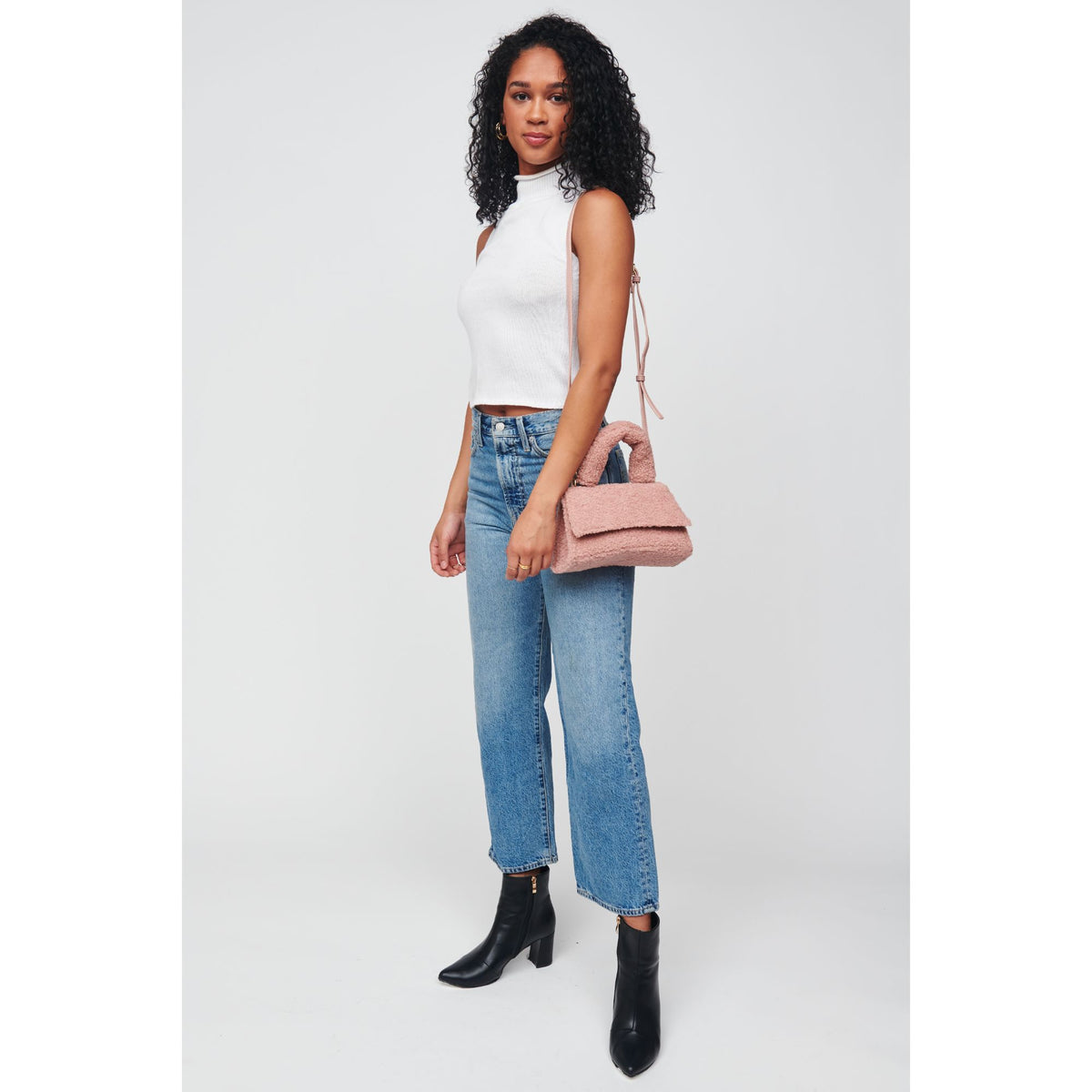 Woman wearing Blush Urban Expressions Merino Top Handle 818209012300 View 3 | Blush