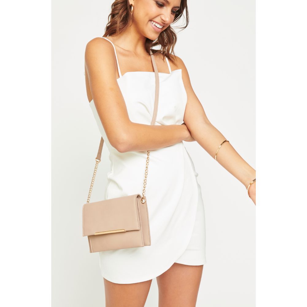 Woman wearing Nude Urban Expressions Asher Crossbody 840611165428 View 4 | Nude