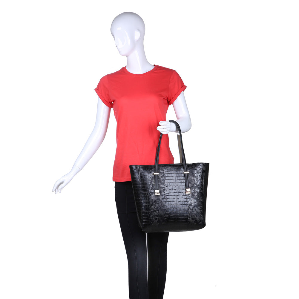 Product Image of Urban Expressions Claudia Tote NA-840611155566 View 5 | Black Croc