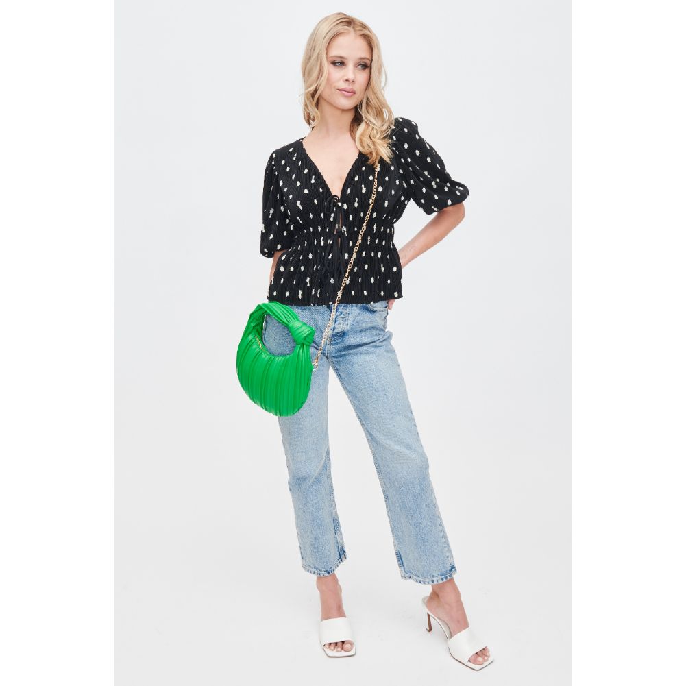 Woman wearing Green Urban Expressions Fawna  - Pleated Crossbody 840611106407 View 3 | Green