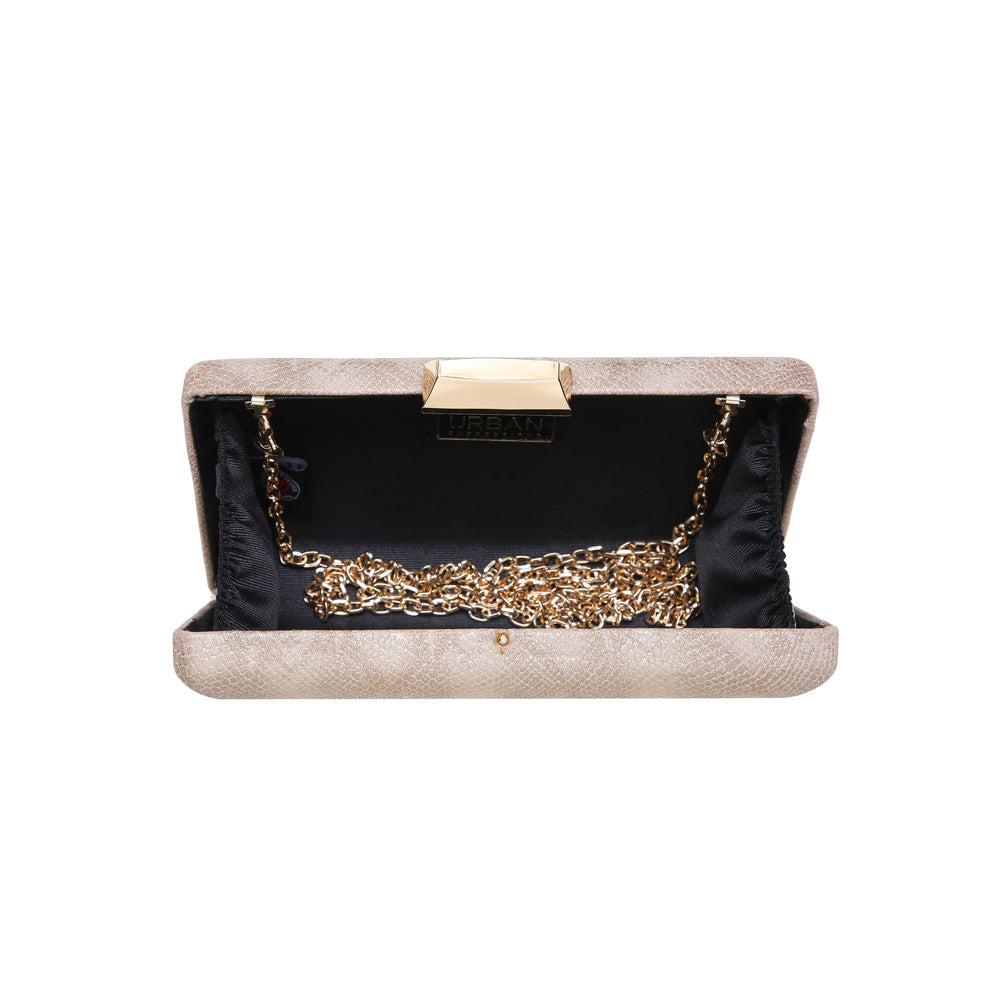 Product Image of Urban Expressions Flora Metallic Snake Evening Bag NA-840611157027 View 4 | Gold