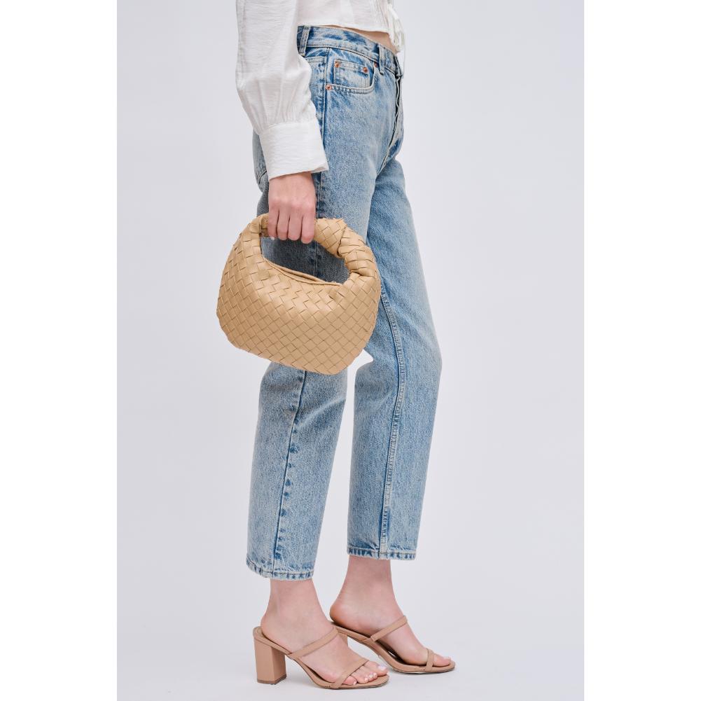 Woman wearing Camel Urban Expressions Tracy - Woven Clutch 840611121929 View 3 | Camel