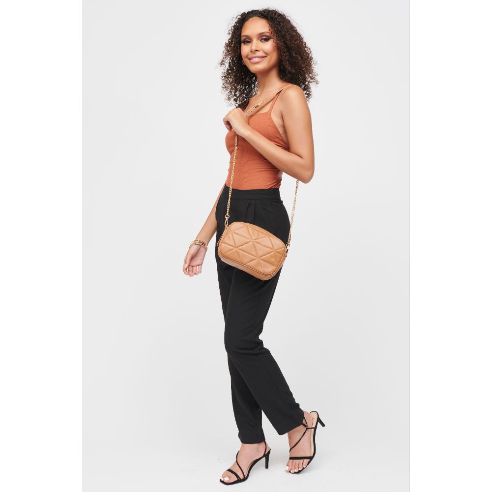 Woman wearing Camel Urban Expressions Petra Crossbody 840611184573 View 3 | Camel