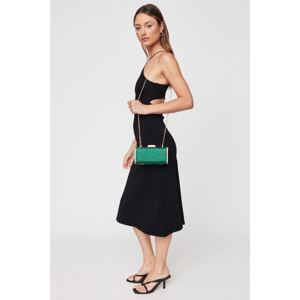 Woman wearing Emerald Urban Expressions Madelyn Evening Bag 840611102560 View 4 | Emerald