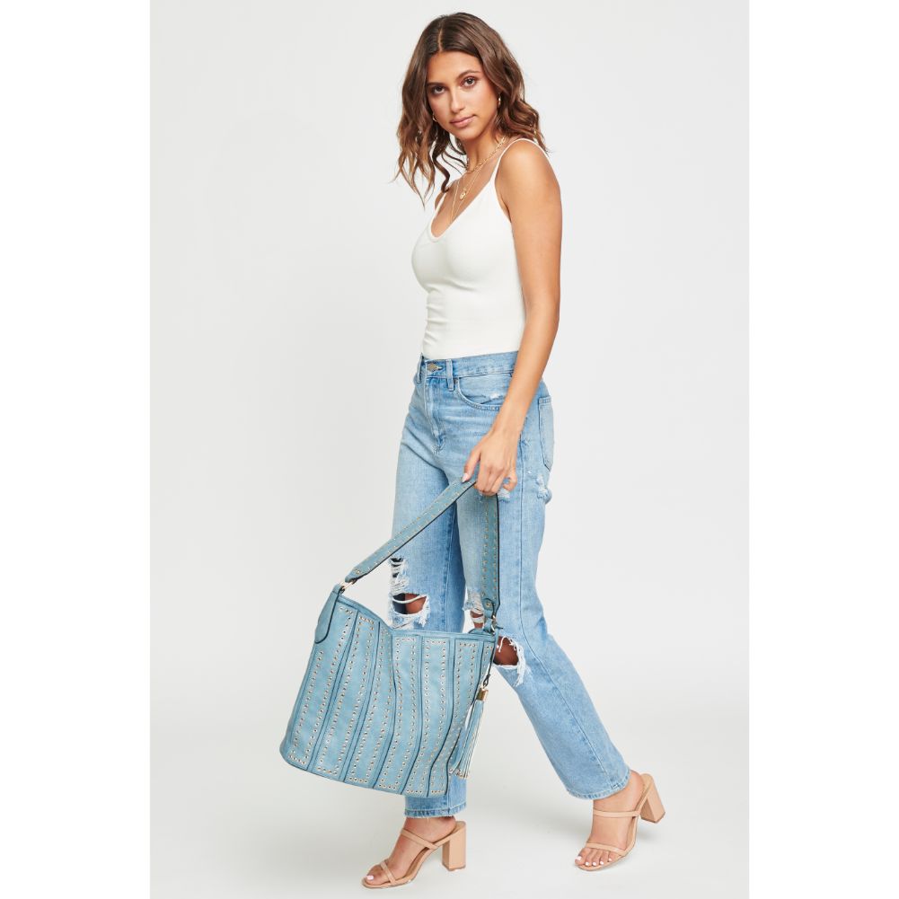 Woman wearing Blue Urban Expressions Nicola Hobo NA-840611126368 View 2 | Blue