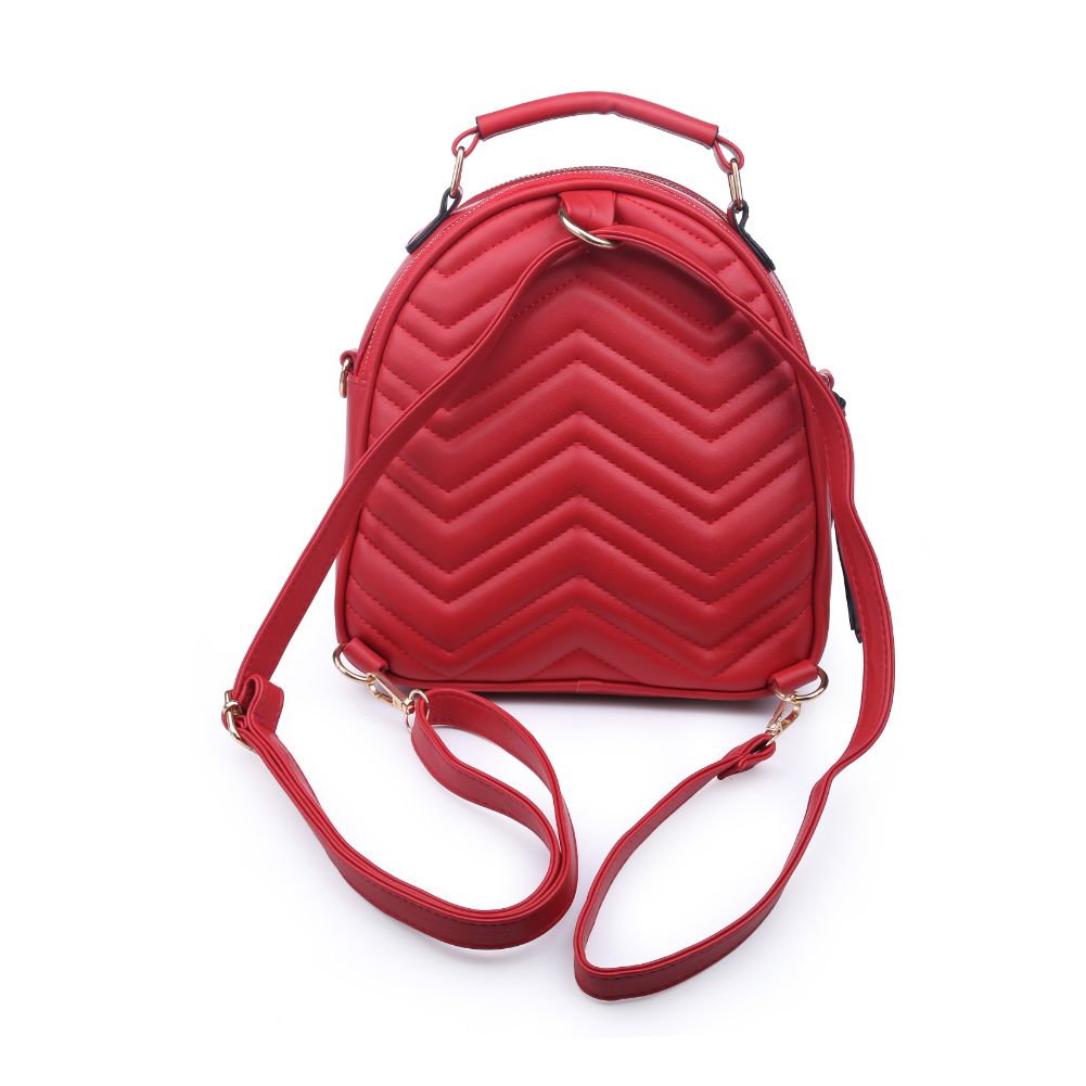 Product Image of Urban Expressions Constance V Stitch Double Zip Backpack 840611168610 View 3 | Red