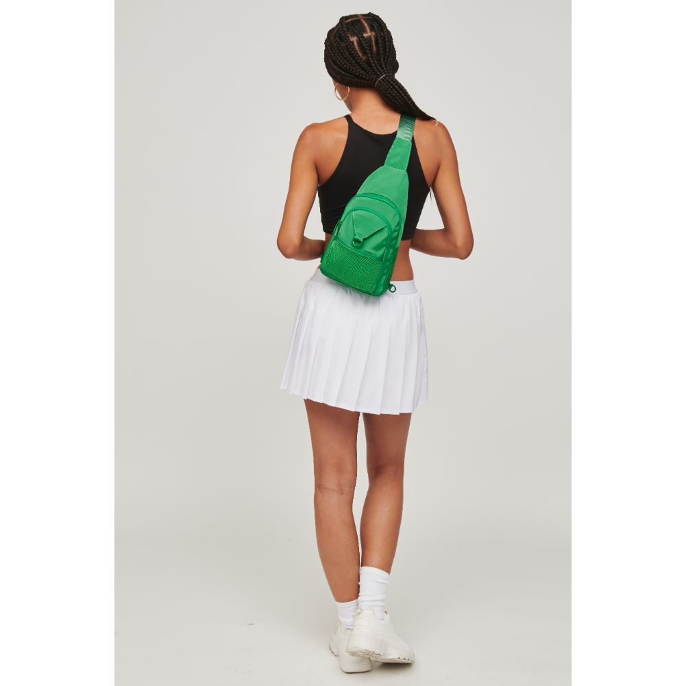 Woman wearing Green Urban Expressions Walker - Nylon Sling Backpack 840611110657 View 2 | Green