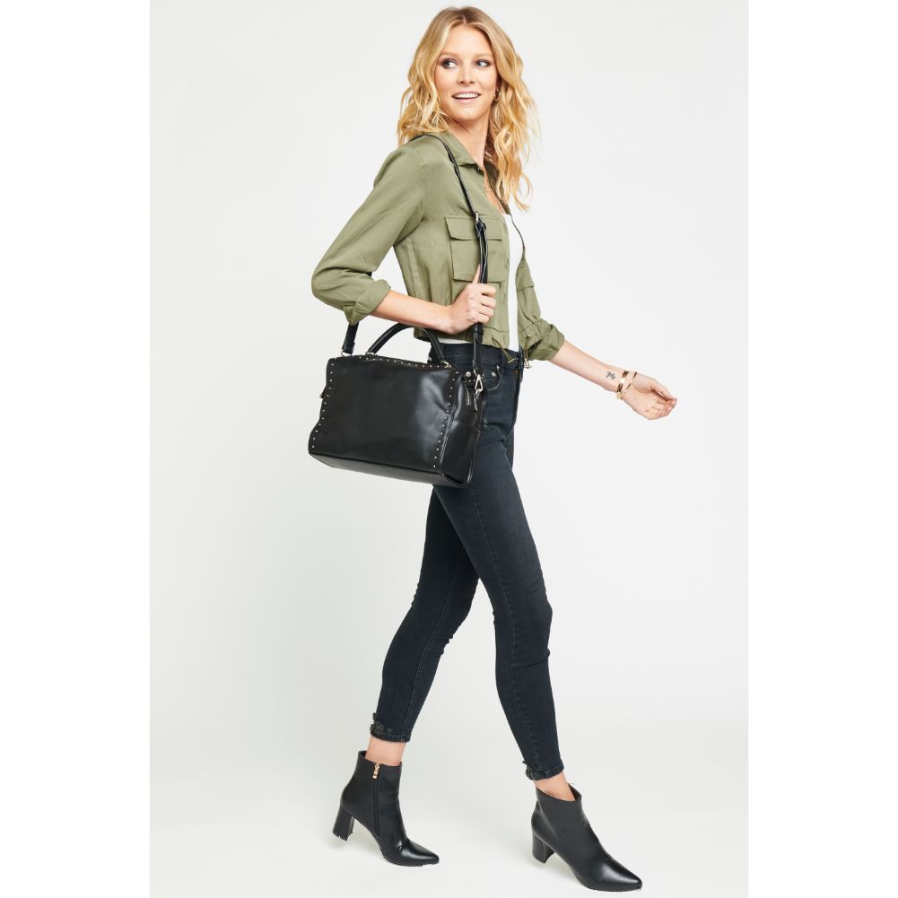 Woman wearing Black Urban Expressions Madden Satchel 840611153739 View 4 | Black