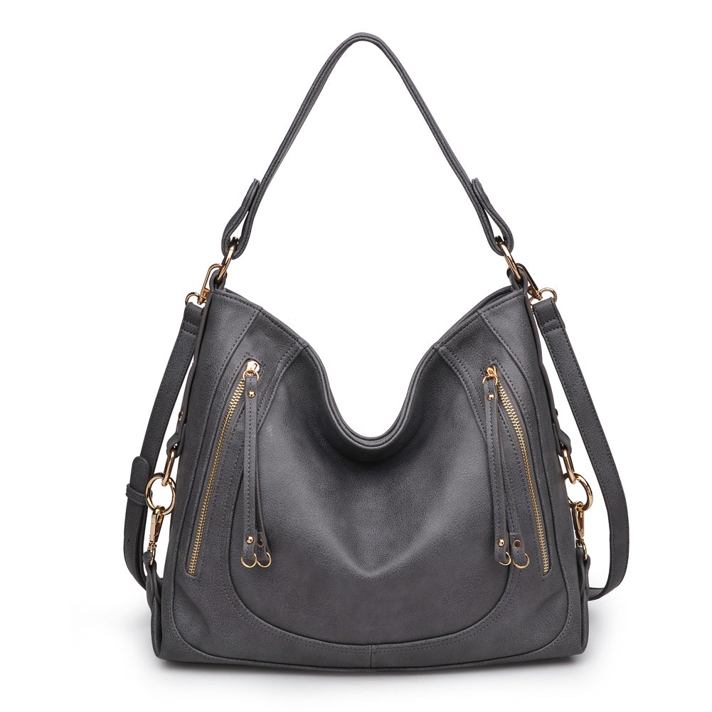 Product Image of Urban Expressions Jessica Pebble Satchel NA-840611155238 View 1 | Gunmetal